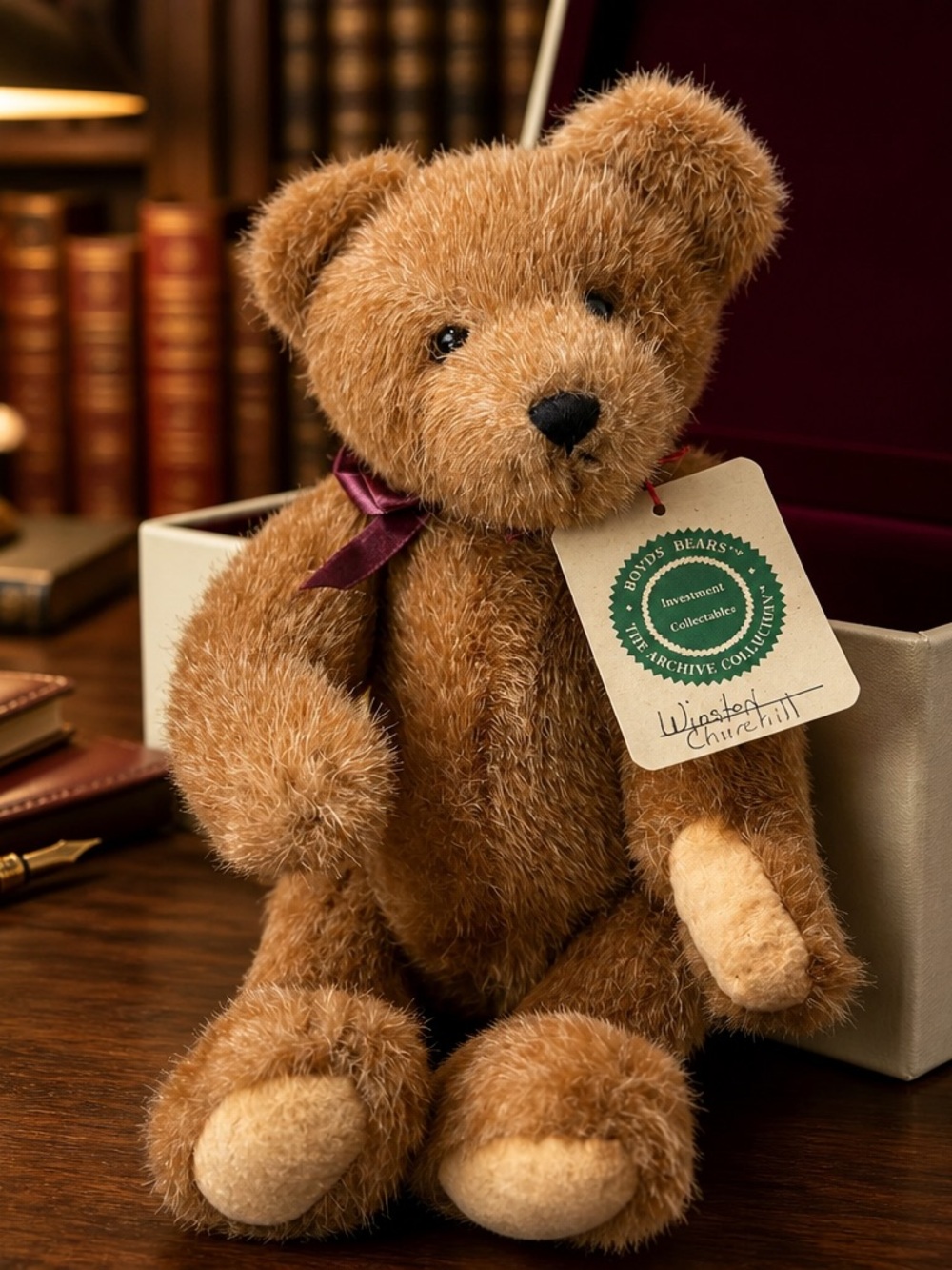 Boyds Bears Brown Mohair Teddy with Ribbon